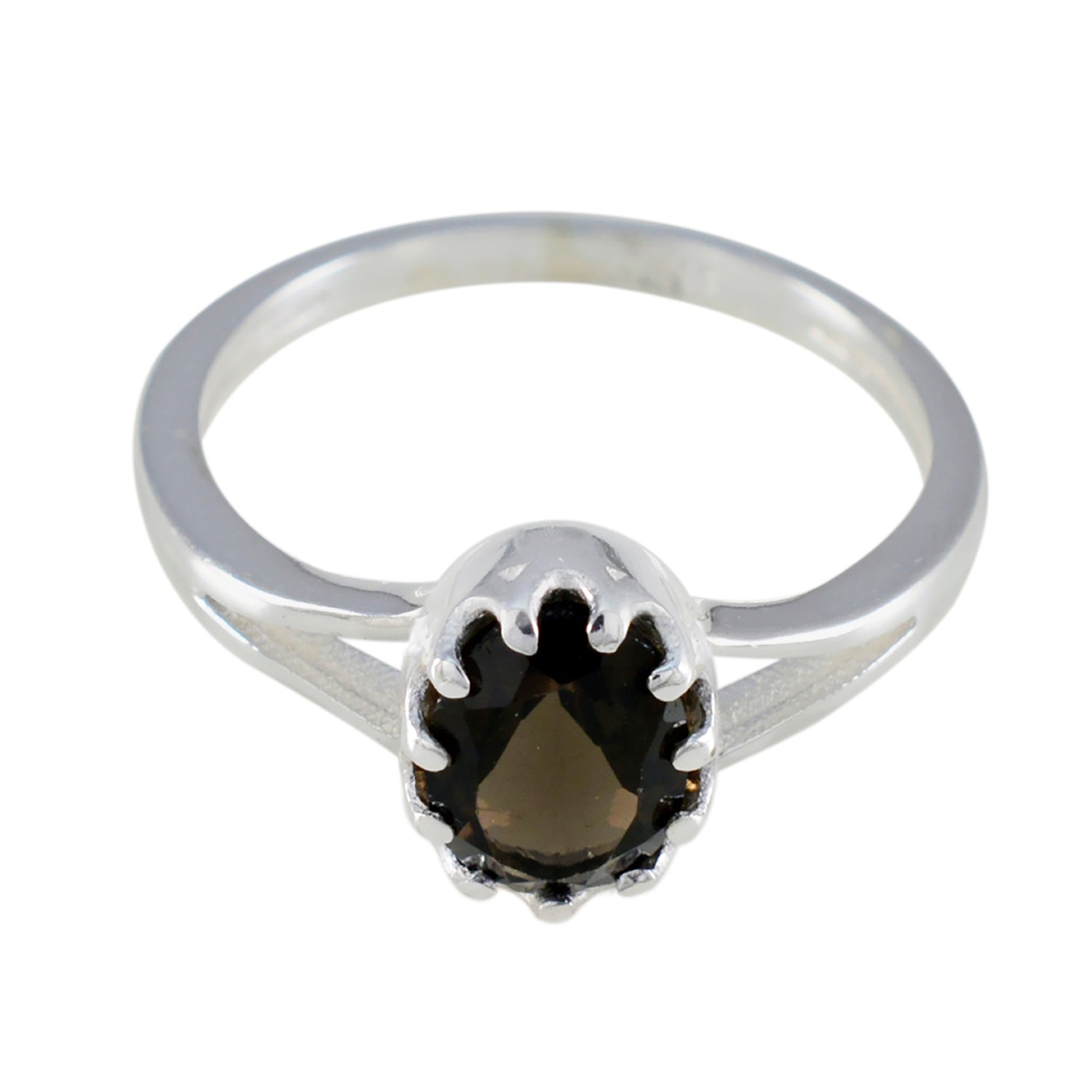 Rauchquarz Solitär Japanischer Silber Brauner Edelstein Zierlicher Moderner Ring Schmuck Hauptbild