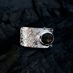 Smoky Quartz Solitaire Russian 925 Silver Brown Gems Essential  Art Deco Ring Jewelry