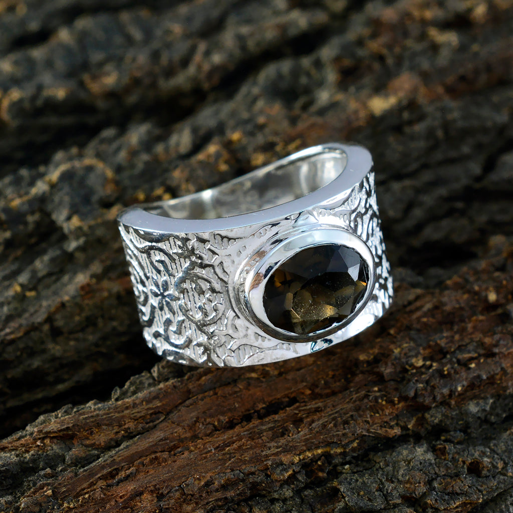 Smoky Quartz Solitaire Russian 925 Silver Brown Gems Essential  Art Deco Ring Jewelry