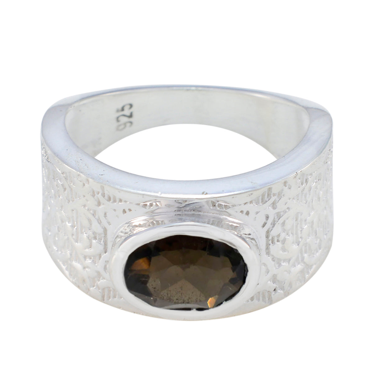 Smoky Quartz Solitaire Russian 925 Silver Brown Gems Essential  Art Deco Ring Jewelry メイン画像