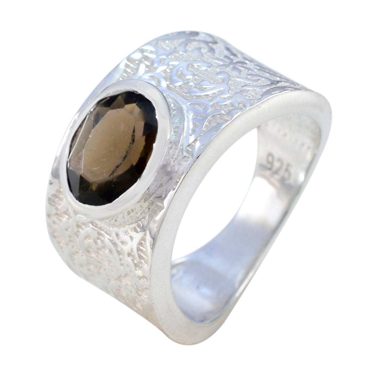 Smoky Quartz Solitaire Russian 925 Silver Brown Gems Essential  Art Deco Ring Jewelry