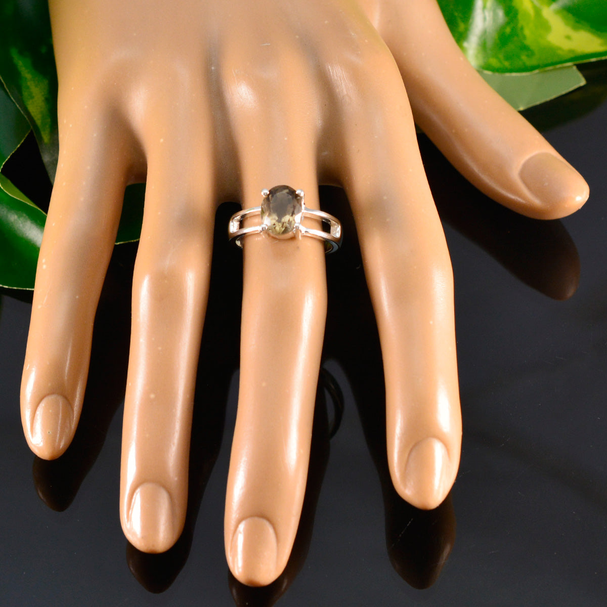 Smoky Quartz Solitaire Indian Silver Brown Gemstone Tiny Artisan Ring Jewelry