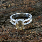 Smoky Quartz Solitaire Indian Silver Brown Gemstone Tiny Artisan Ring Jewelry