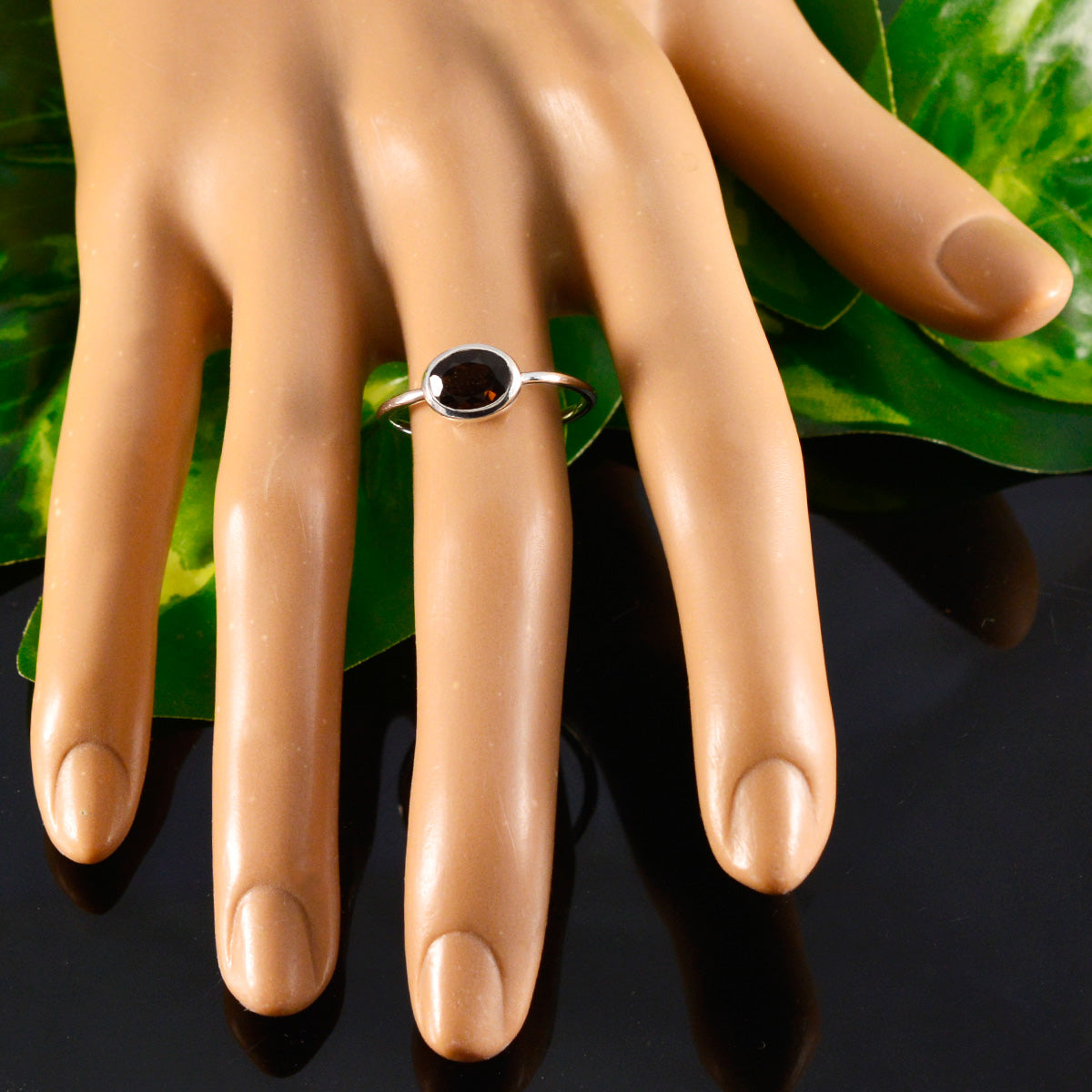 Smoky Quartz Solitaire Japanese 925 Sterling Silver Brown Gemstones Elegant  Sophisticated Ring Jewellery