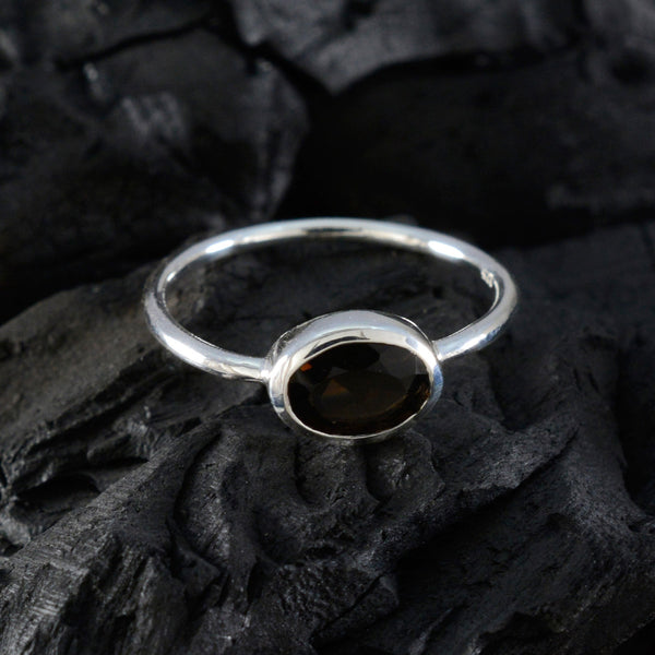 Smoky Quartz Solitaire Japanese 925 Sterling Silver Brown Gemstones Elegant  Sophisticated Ring Jewellery