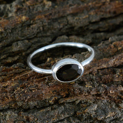 Smoky Quartz Solitaire Japanese 925 Sterling Silver Brown Gemstones Elegant  Sophisticated Ring Jewellery