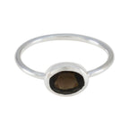 Smoky Quartz Solitaire Japanese 925 Sterling Silver Brown Gemstones Elegant  Sophisticated Ring Jewellery