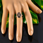 Smoky Quartz Solitaire German Sterling Silver Brown Gemstones Tiny Contemporary Ring Jewellery