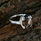 Smoky Quartz Solitaire German Sterling Silver Brown Gemstones Tiny Contemporary Ring Jewellery