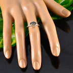 Smoky Quartz Solitaire Korean 925 Sterling Silver Brown Gemstone Dainty Modern Ring Jewellery