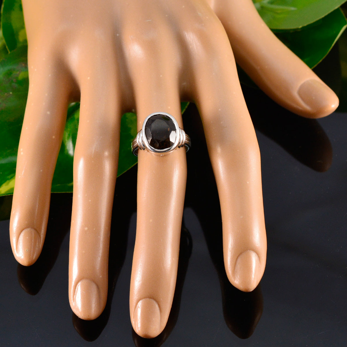 Smoky Quartz Solitaire Indian 925 Sterling Silver Brown Gemstone Minimal Traditional Ring Jewelry