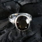 Smoky Quartz Solitaire Indian 925 Sterling Silver Brown Gemstone Minimal Traditional Ring Jewelry
