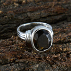 Smoky Quartz Solitaire Indian 925 Sterling Silver Brown Gemstone Minimal Traditional Ring Jewelry