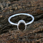 Smoky Quartz Solitaire Japanese Silver Brown Gemstones Delicate Glamorous Ring Jewellery
