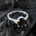 Smoky Quartz Solitaire Moroccan 925 Silver Brown Gemstone Tiny Traditional Ring Jewellery