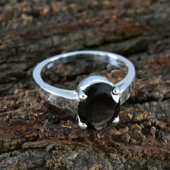 Smoky Quartz Solitaire Moroccan 925 Silver Brown Gemstone Tiny Traditional Ring Jewellery