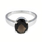 Smoky Quartz Solitaire Moroccan 925 Silver Brown Gemstone Tiny Traditional Ring Jewellery