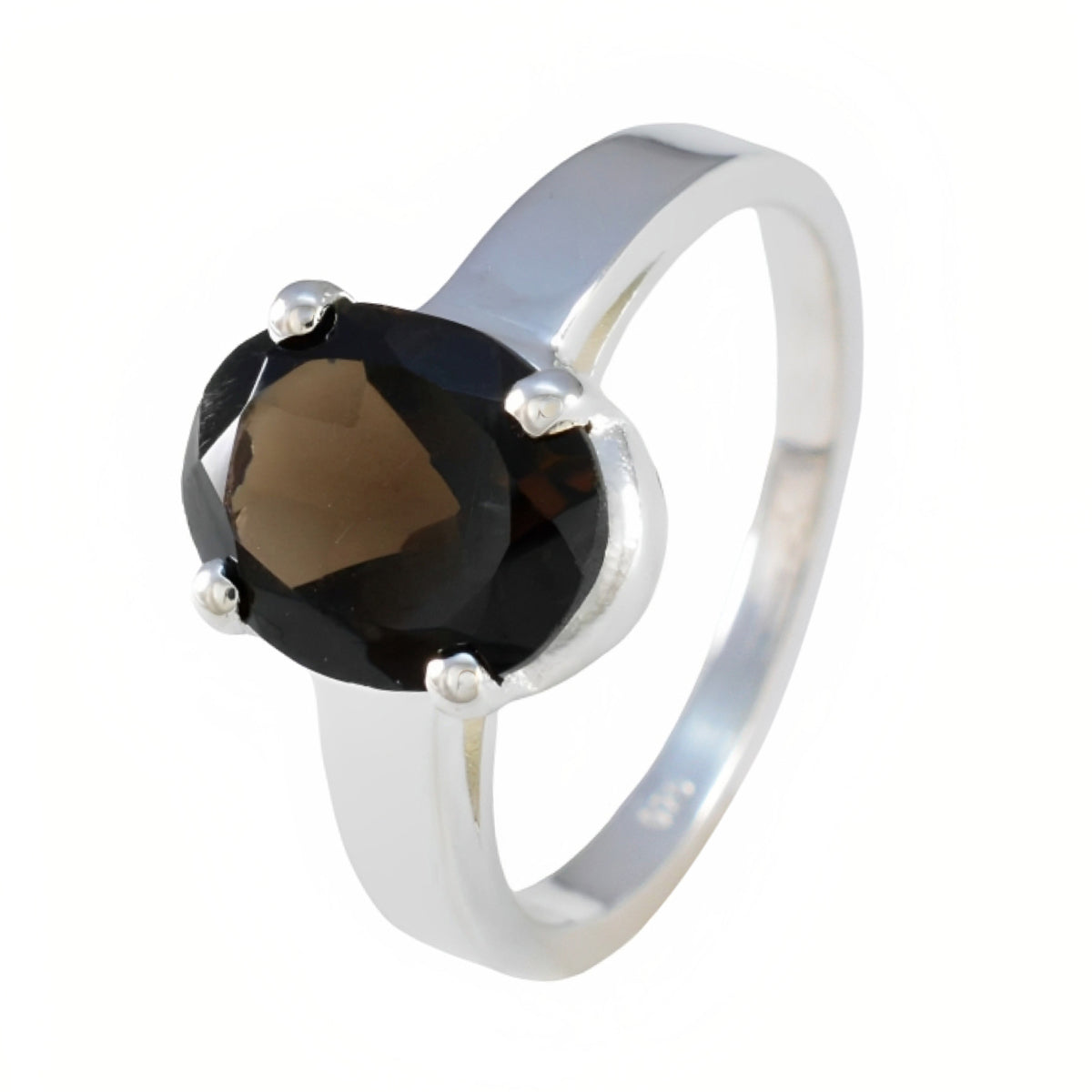 Smoky Quartz Solitaire Moroccan 925 Silver Brown Gemstone Tiny Traditional Ring Jewellery