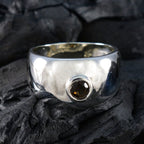 Smoky Quartz Solitaire German 925 Silver Brown Gemstone Eye catching Romantic Ring Jewelry