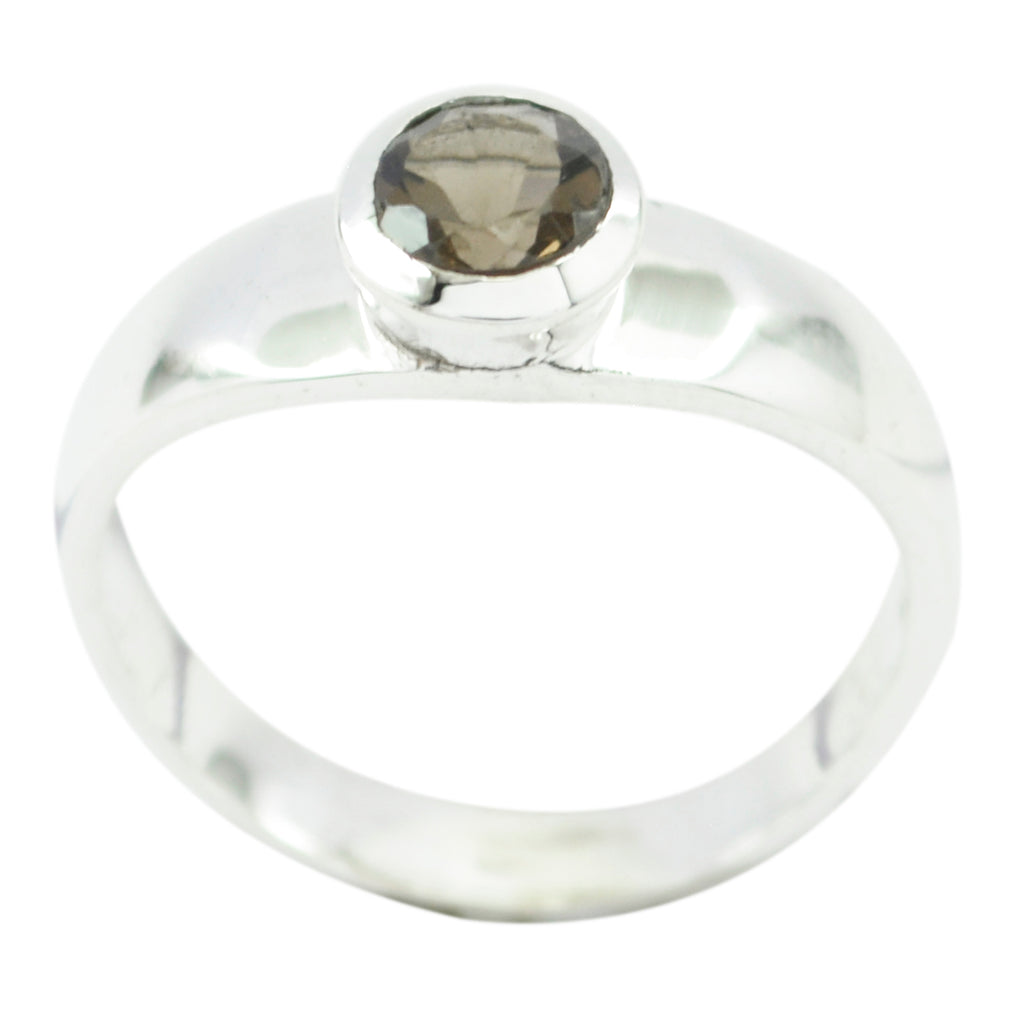 smoky quartz Solitaire Japanese 925 Sterling Silver Brown Gems Whisper thin Contemporary Ring Jewelry