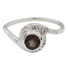 smoky quartz Solitaire Turkish Silver Brown Gems Dainty Sophisticated Ring Jewellery