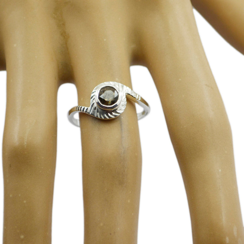 smoky quartz Solitaire Turkish Silver Brown Gems Dainty Sophisticated Ring Jewellery