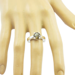 smoky quartz Solitaire Moroccan 925 Sterling Silver Brown Gemstone Tiny Graceful Ring Jewelry