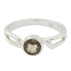 smoky quartz Solitaire Japanese Silver Brown Gemstone Whisper thin Glamorous Ring Jewellery