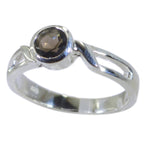 smoky quartz Solitaire Japanese Silver Brown Gemstone Whisper thin Glamorous Ring Jewellery