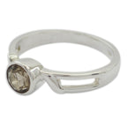 smoky quartz Solitaire Japanese Silver Brown Gemstone Whisper thin Glamorous Ring Jewellery