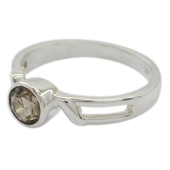 smoky quartz Solitaire Japanese Silver Brown Gemstone Whisper thin Glamorous Ring Jewellery