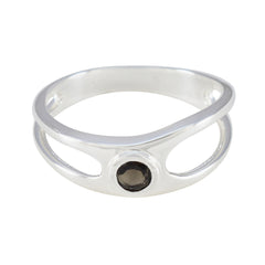 smoky quartz Solitaire American Sterling Silver Brown Gems Dainty Romantic Ring Jewellery