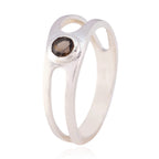 smoky quartz Solitaire American Sterling Silver Brown Gems Dainty Romantic Ring Jewellery