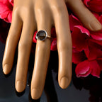 smoky quartz Solitaire German 92.5 Silver Brown Gems Tiny Sophisticated Ring Jewellery