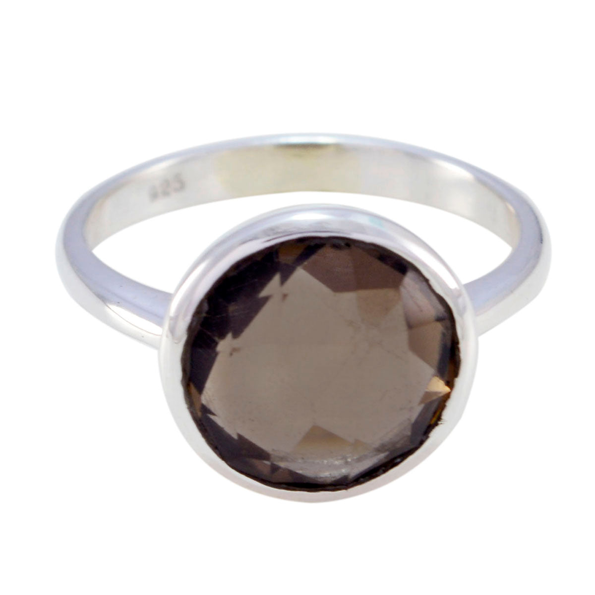smoky quartz Solitaire German 92.5 Silver Brown Gems Tiny Sophisticated Ring Jewellery