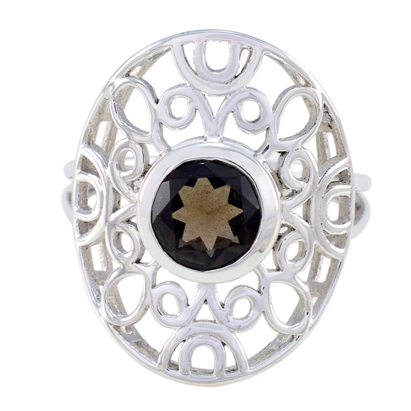 smoky quartz Solitaire Australian 92.5 Silver Brown Gemstones Classic Filigree Ring Jewelry