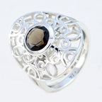 smoky quartz Solitaire Australian 92.5 Silver Brown Gemstones Classic Filigree Ring Jewelry