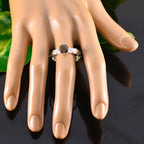 Smoky Quartz Solitaire German 92.5 Silver Brown Gemstone Featherlight Romantic Ring Jewellery