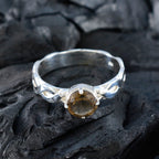 Smoky Quartz Solitaire German 92.5 Silver Brown Gemstone Featherlight Romantic Ring Jewellery