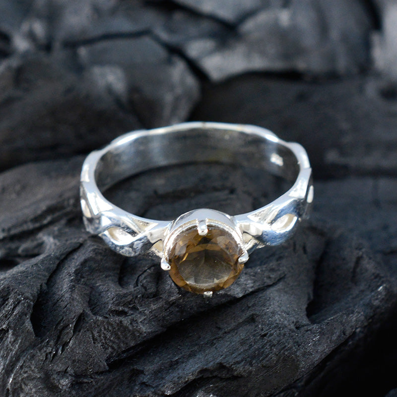 Smoky Quartz Solitaire German 92.5 Silver Brown Gemstone Featherlight Romantic Ring Jewellery