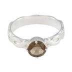 Smoky Quartz Solitaire German 92.5 Silver Brown Gemstone Featherlight Romantic Ring Jewellery