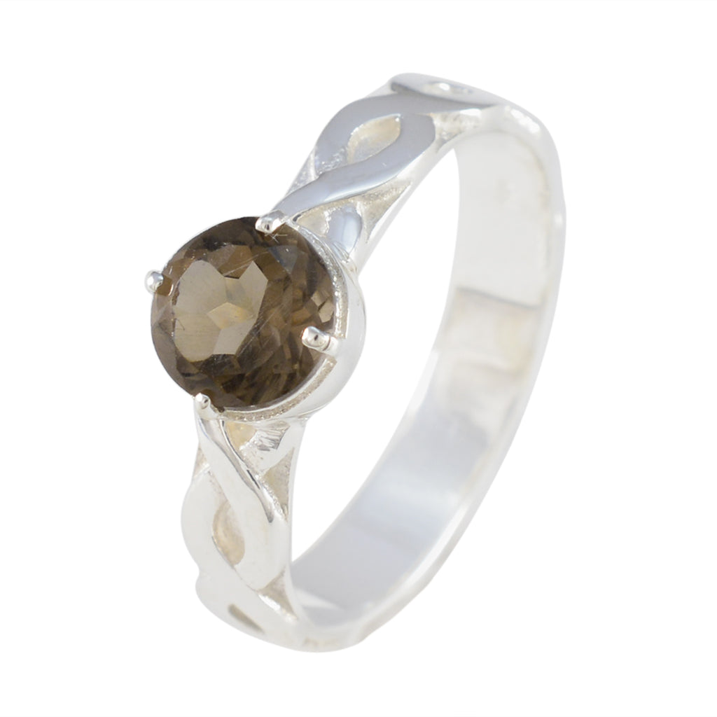 Smoky Quartz Solitaire German 92.5 Silver Brown Gemstone Featherlight Romantic Ring Jewellery