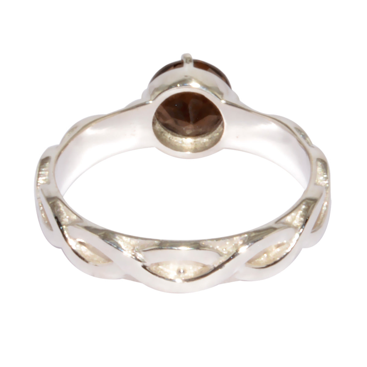 Smoky Quartz Solitaire German 92.5 Silver Brown Gemstone Featherlight Romantic Ring Jewellery