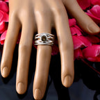 Smoky Quartz Solitaire Italian 925 Sterling Silver Brown Gems Eye catching Rope Wire Band Jewellery