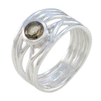 Smoky Quartz Solitaire Italian 925 Sterling Silver Brown Gems Eye catching Rope Wire Band Jewellery