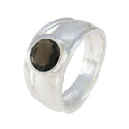 Smoky Quartz Solitaire German 925 Silver Brown Gems Classic Modern Ring Jewelry