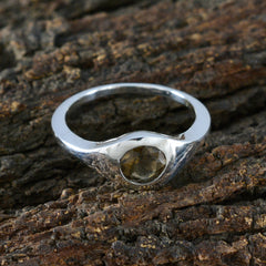 Smoky Quartz Solitaire Russian Silver Brown Gemstone Featherlight Romantic Ring Jewelry
