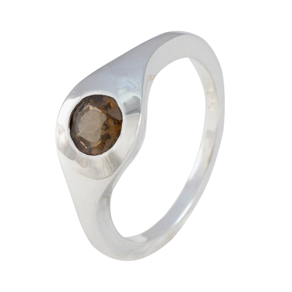 Smoky Quartz Solitaire Russian Silver Brown Gemstone Featherlight Romantic Ring Jewelry