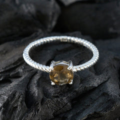 Smoky Quartz Solitaire Turkish 92.5 Silver Brown Gemstone Delicate Twist Ring Jewellery