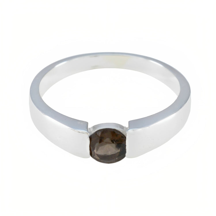 Smoky Quartz Solitaire African 92.5 Silver Brown Gemstones Slim Trendy Ring Jewelry Huvudsaklig produktbild
